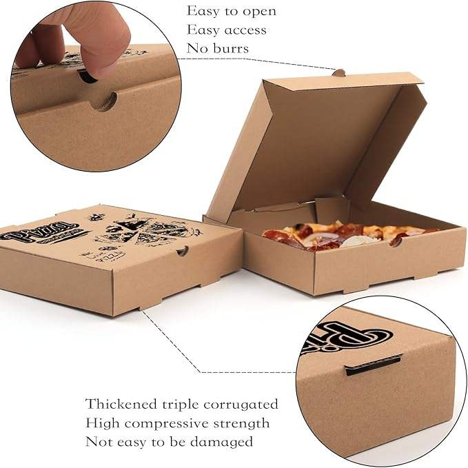 Disposable Cardboard Pizza Boxes Corrugated Paper Pizza Takeout Food Delivery Gift Packaging Custom Pizza Box