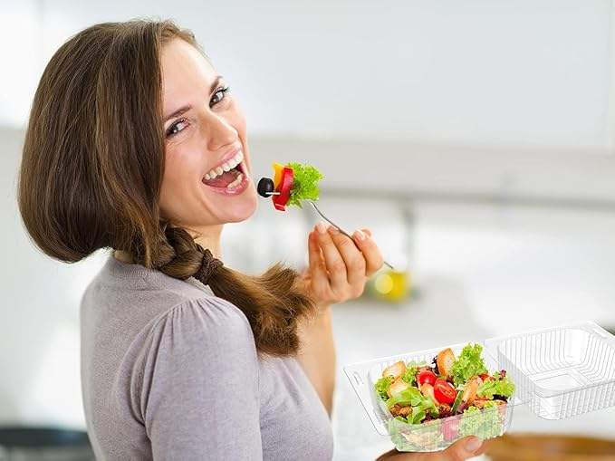 Clear Plastic Clamshell Take-out Food Container with Hinge, Outer Diameter, Suitable for Desserts, Snacks, Etc