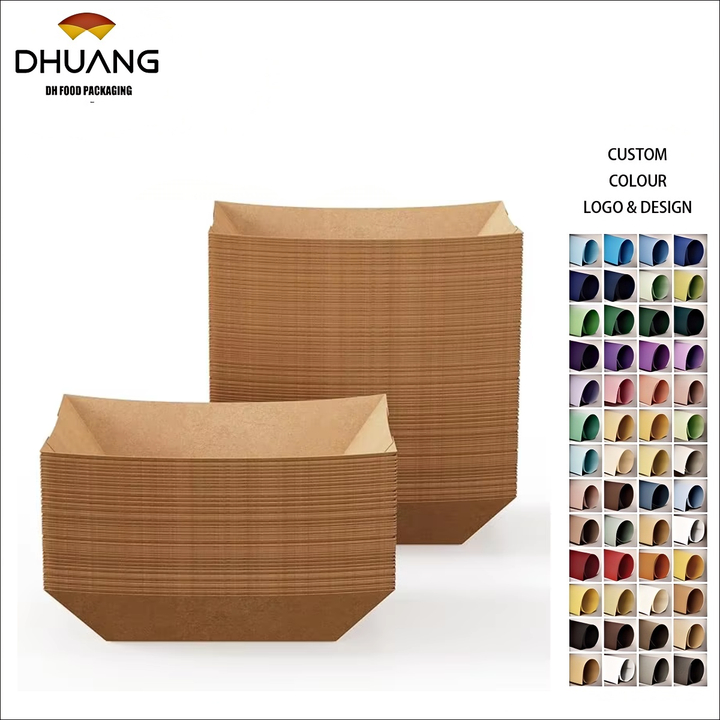 Pound Paper Food Trays Disposable Mini Paper Food Boats Small Kraft Paper Snack Dessert Tacos Food Trays