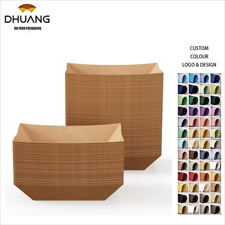 Pound Paper Food Trays Disposable Mini Paper Food Boats Small Kraft Paper Snack Dessert Tacos Food Trays