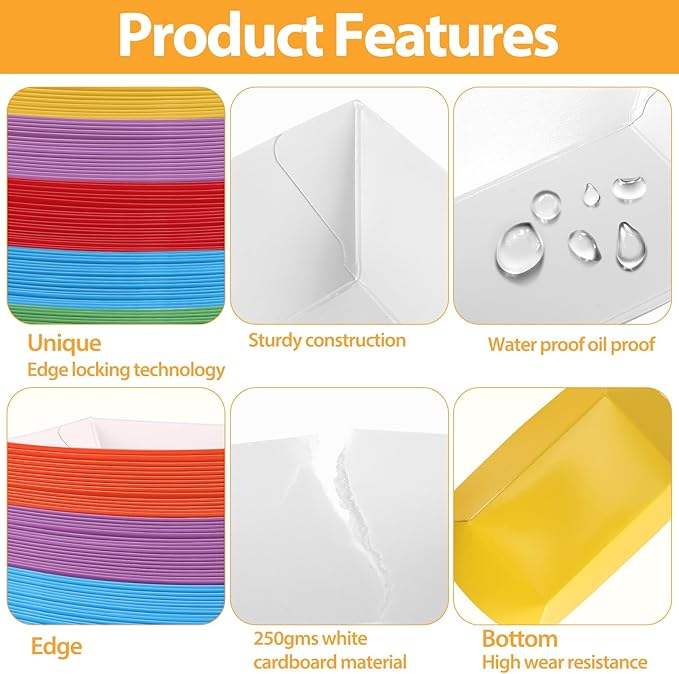 Paper Food Tray Disposable Food Boat Colored Hot Dog Tray Party Picnic Nacho Cheese Sauce Food Trays