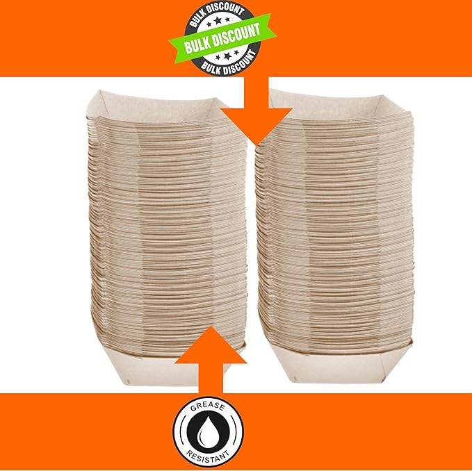 Food Tray Kraft Paper extra Large (5 Lb) Disposable Recyclable Service Ship Condiments Grease Resistant