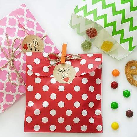Custom Printed Paper Bags Bright Gold Color for Candy Buffet Cookies and Pastries Oil-proof Paper Bag