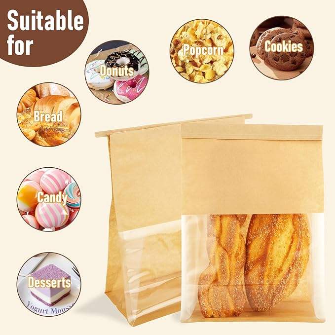 Kraft Paper Bags for Packaging Party Food for Packaging Sandwiches Popcorn Custom Bread Bags