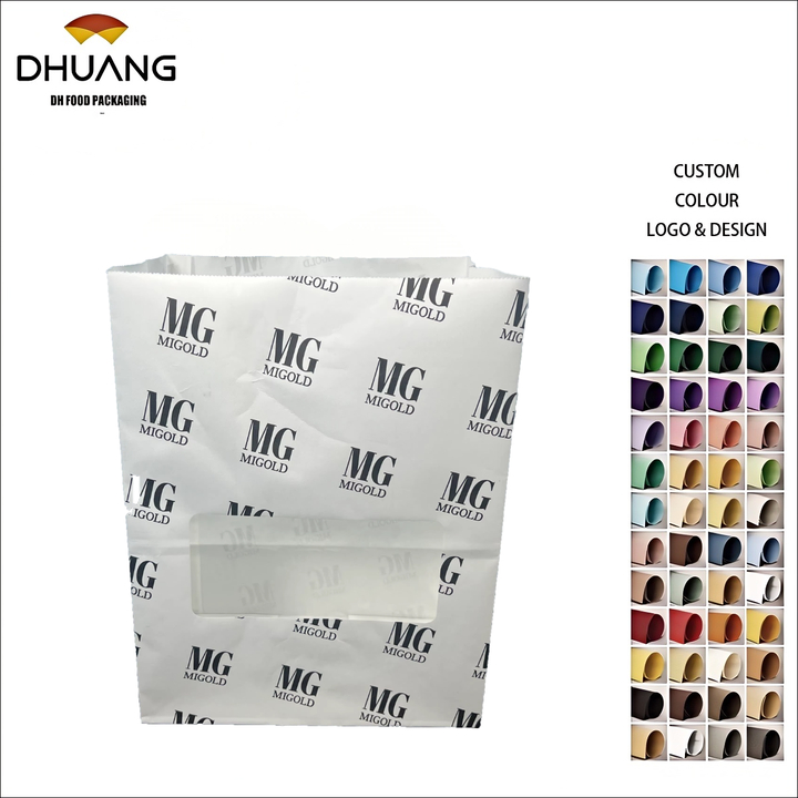 No Handle Flat square Bottom Fat-proof Brown Kraft Paper Bag Customized Take-out Food Packaging Oil-proof Paper Bag