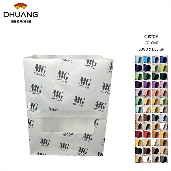 No Handle Flat square Bottom Fat-proof Brown Kraft Paper Bag Customized Take-out Food Packaging Oil-proof Paper Bag