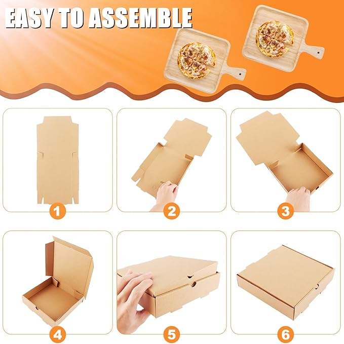 Small Pizza Box Lock Corner Clay Coating Thin Reusable for Mini Pizzas Cookies Cake Parties Weddings Custom Pizza Box
