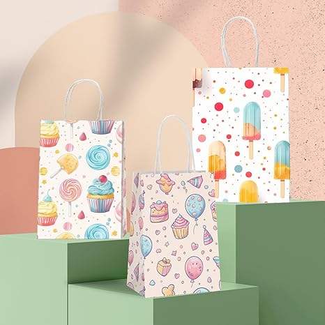 Gift Bag Paper Bag with Handle Party Birthday Wedding Small Paper Shopping Bag (Popsicles)
