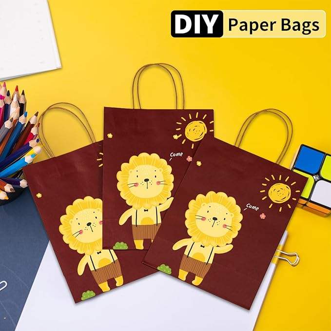 Red Kraft Paper Bag for Gifts Parties-Embossed Screen Printing for Supermarket Food Packaging Retail Birthday Shopping Bag