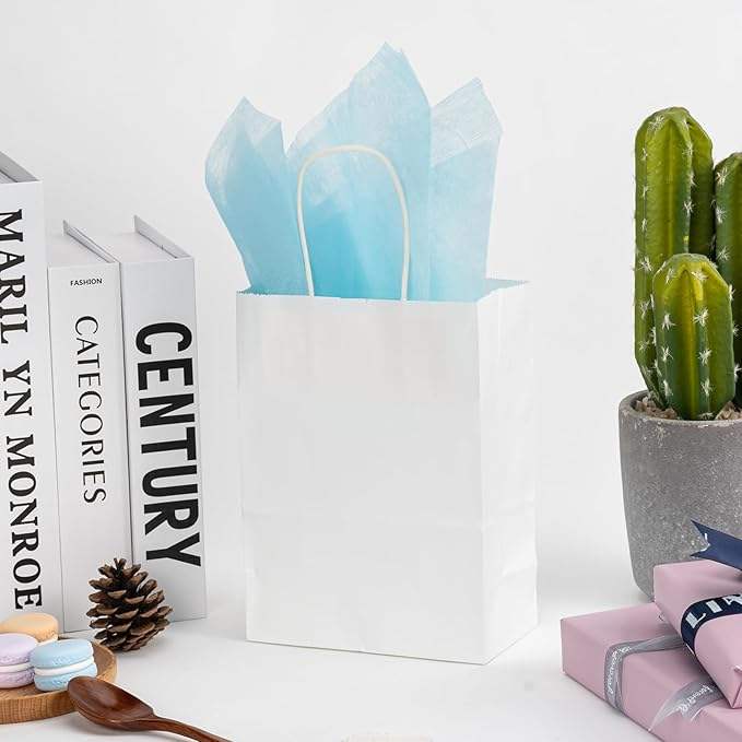 White Kraft Paper Bag Gift Bag Shopping Bag Party Retail Christmas Birthday Takeaway
