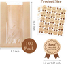 100 Packages Paper Bread Bag with Window with Stickers for Sandwich Candy Cookies Doughnuts Custom Bread Bags