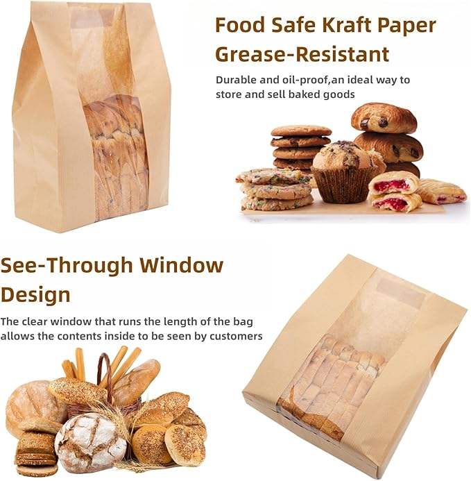 With Window Kraft Paper Bag Grease-resistant Bread Bag Cookies Doughnuts Custom Bread Bags
