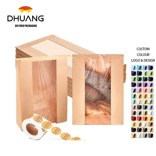 with Tin Knots Brown Bread Bags with Windows clear Bags for Bakeries Cafes Homemade Bread Custom Bread Bags