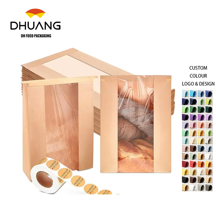 with Tin Knots Brown Bread Bags with Windows clear Bags for Bakeries Cafes Homemade Bread Custom Bread Bags