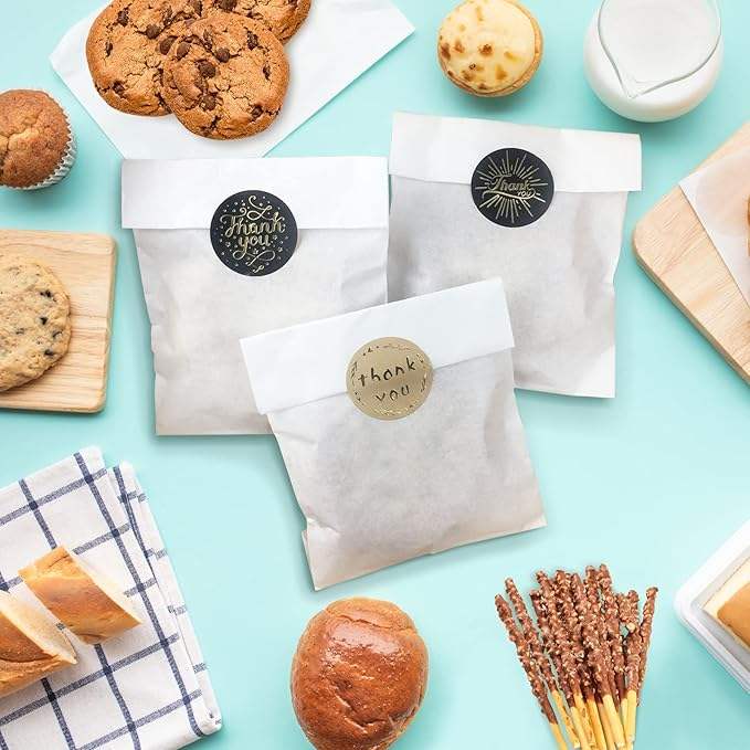 Wax Paper Bags Glassine Bags 100 Pcs Paper Treat Cookie Bags Semi-Transparent Cookie Sleeves