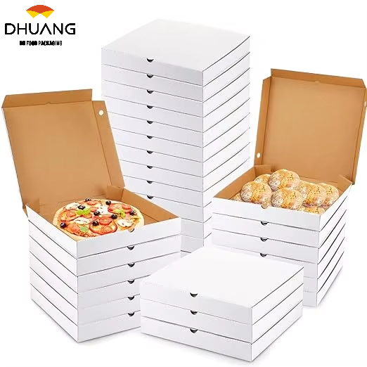 Bulk Reusable Large Square Cardboard Pizza Container Matte Finish Embossed Takeout Restaurant Pizza Custom Pizza Boxs