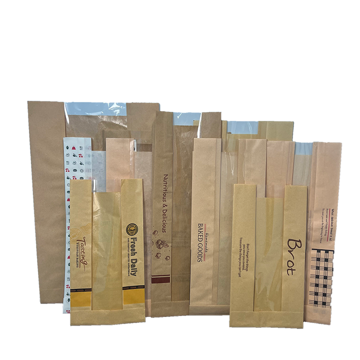 Kraft Paper Bag with Tin Tie Label with clear Window Toast Paper Bag with Your Own logo Oil-proof Paper Bag Custom Bread