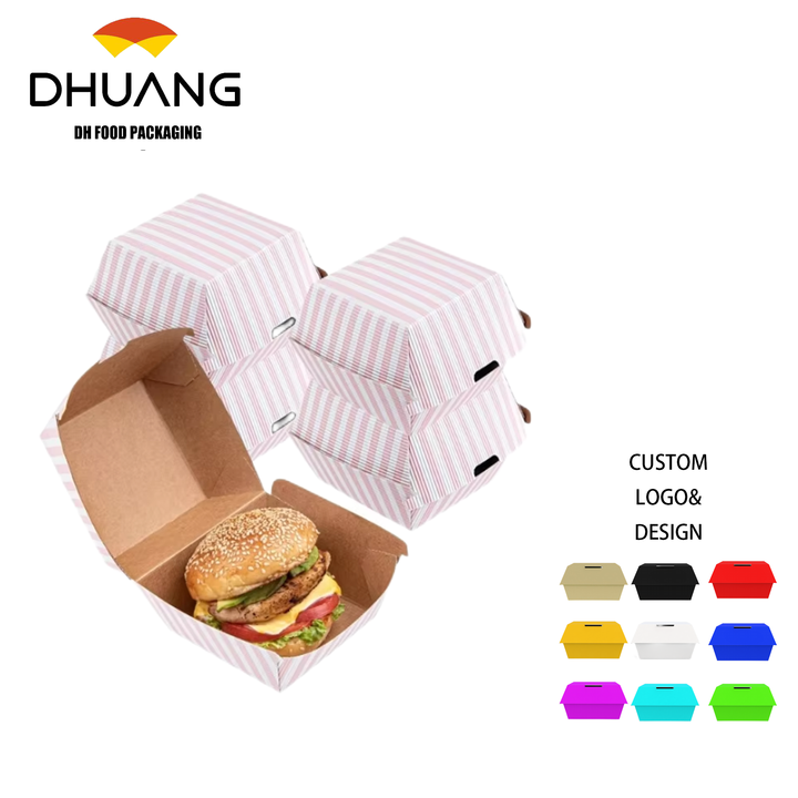 Eco-Friendly Bulk Burger Boxes with Custom Logo Low-Cost Leak/Greaseproof Takeout Buger Boxes