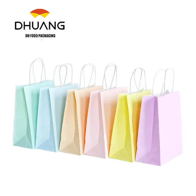 Medium Kraft Paper Gift Bags with Self-Adhesive Seal Handles Multi-Color Eco-Friendly Recycled Materials for Household Products