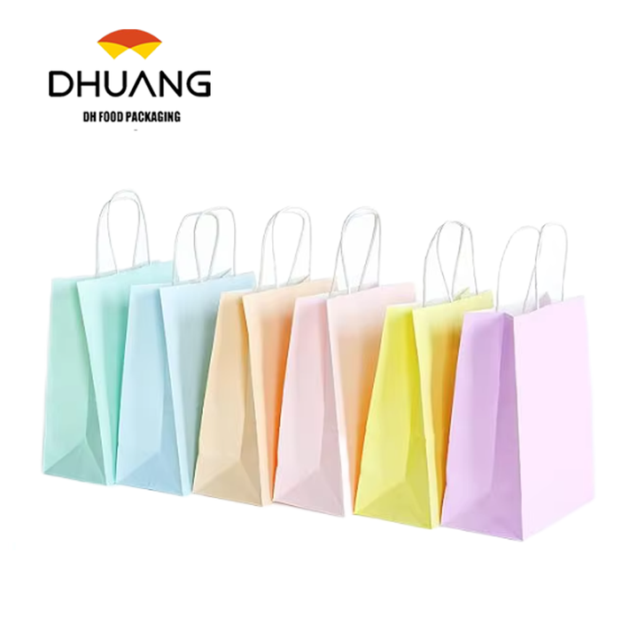 Medium Kraft Paper Gift Bags with Self-Adhesive Seal Handles Multi-Color Eco-Friendly Recycled Materials for Household Products
