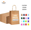 Brown Paper Bag with Handle Medium Size Shopping Kraft Paper Retail Custom Paper Bags