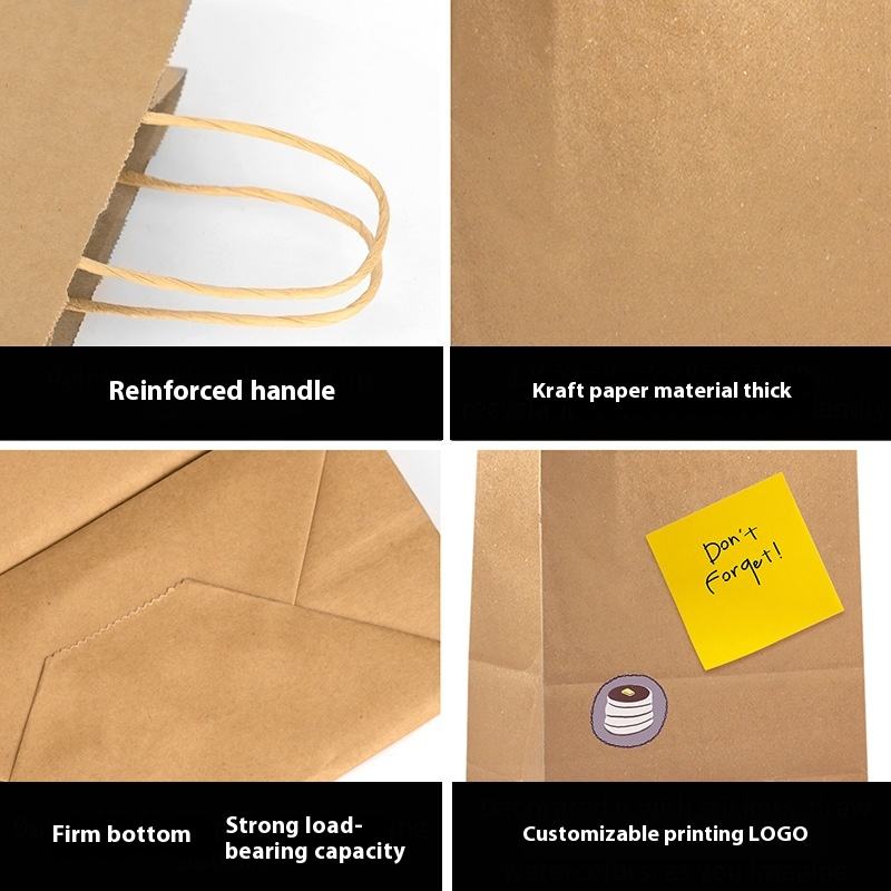 Custom Kraft Paper Bag for Baking Tea Coffee Gifts Advanced Sense Handbag With Flexo Printing for Food Take-Away Small Batches