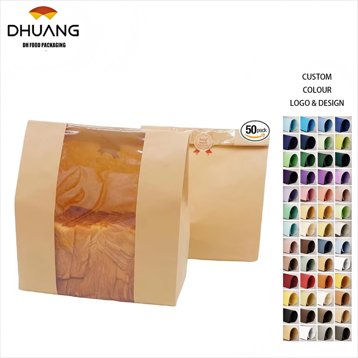 Bread Bag With Window for Packaged Storage of Baked Goods Including Cute Seal Stickers Custom Bread Bags