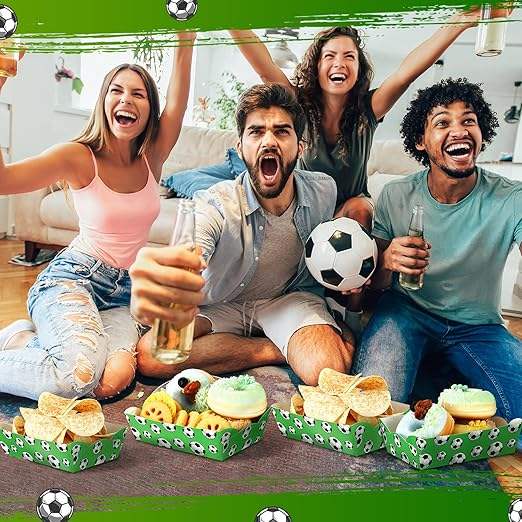 Packs Football Party Decoration Paper Food Tray Food Boat for Licensed Food, Condiments, Carnival (Football)