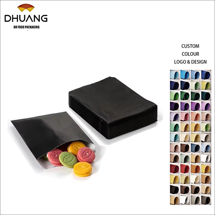 Flat Paper Treatment Bag Black Greaseproof Baking Cookie Paper Bag Candy Chocolate Pastry Oil-proof Paper Bga