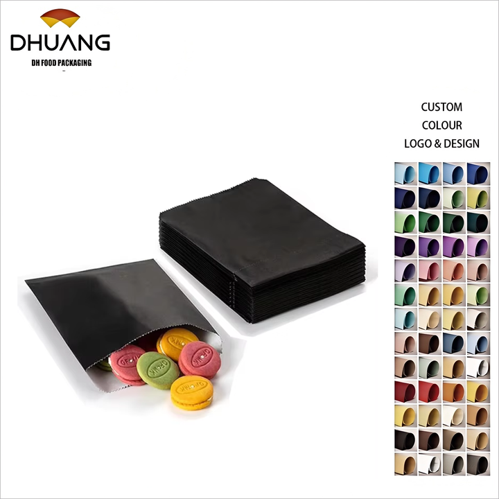 Flat Paper Treatment Bag Black Greaseproof Baking Cookie Paper Bag Candy Chocolate Pastry Oil-proof Paper Bga