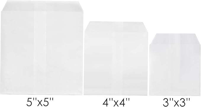 Quotidian White Mini Square Glassine Paper Bags Envelopes Mini Square Glassine Paper Bags Envelopes by Quotidian White