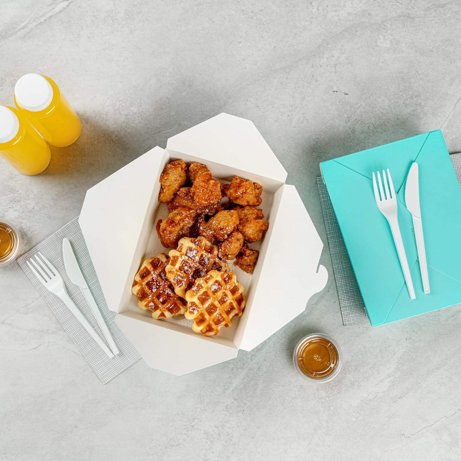 Disposable Turquoise Paper Rectangular Food Container Takeout or Picnic Box for Easy Carry & Versatility Food Box