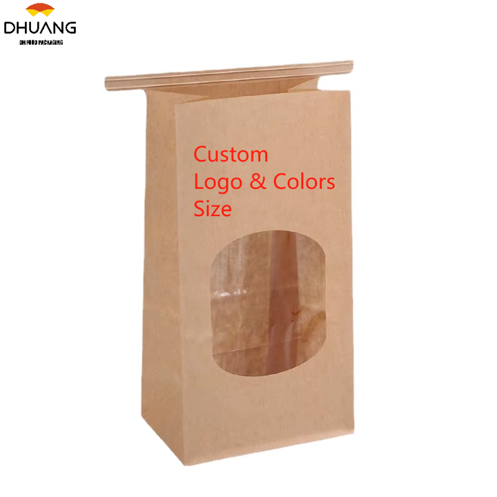 Windowed Paper Bags Bread and Toast Snacks Customizable Logos Wholesale Plastic Paper Bag Manufacturers CUSTOM Bread Bags