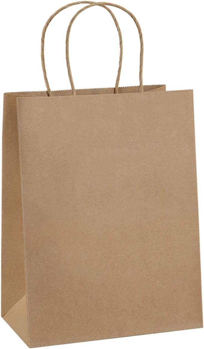 Gift Bag 8x4.25x10.5100 square Bottom Brown Paper Grocery Bags