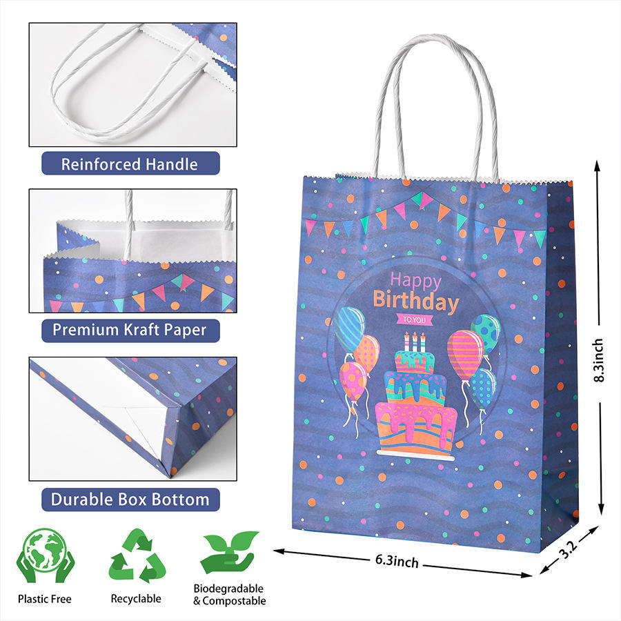 Custom Cartoon Style Kraft Paper Handbags for Holiday Packaging Advanced Sense Cross-Border Birthday Gift Bags