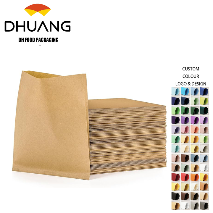 Kraft Paper Sandwich Cookie Bags Greaseproof Wax-Lined for Pastry Snack Treats Bread Baked Goods Fries Muffin Packaging