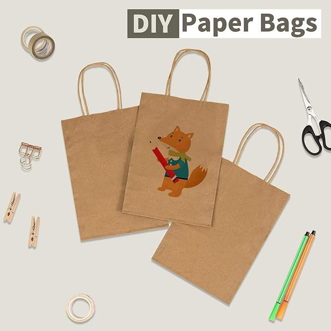 Brown Kraft Paper Bag Gift Shopping Party Retail Christmas Birthday Takeaway Custom Paper Bags