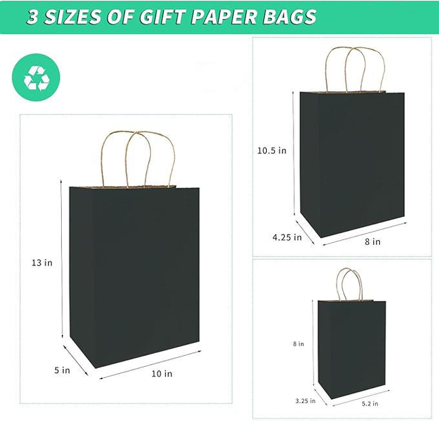 Black Kraft Paper Bags Can Be Customized in a Variety of Sizes Can Be Customized Pattern logo Retail Bags Shopping Bags