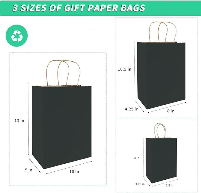 Black Kraft Paper Bags Can Be Customized in a Variety of Sizes Can Be Customized Pattern logo Retail Bags Shopping Bags