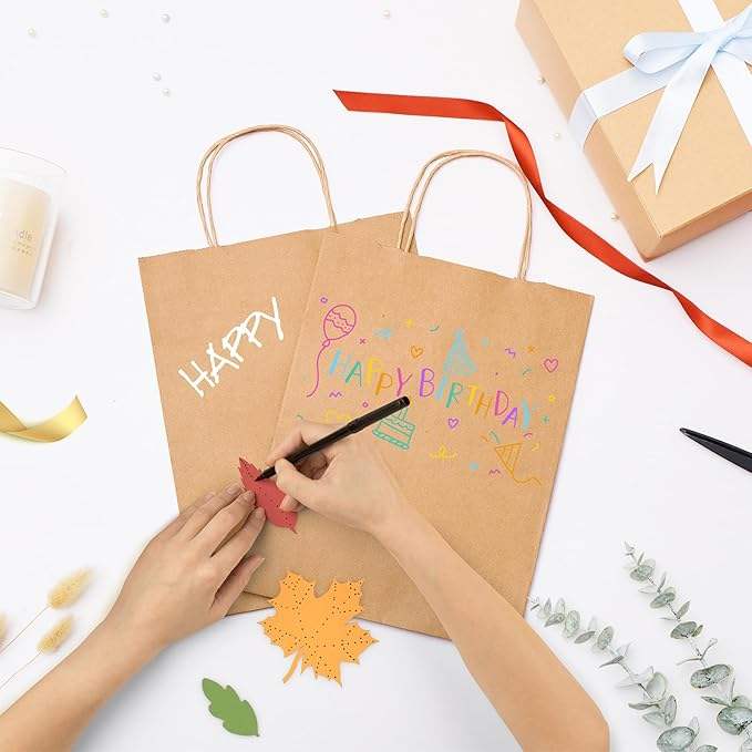 Bulk Brown Kraft Paper Bags with Handles Sturdy Retail Shopping Bags for Small Business Party Favor Birthday Wedding Craft Bags