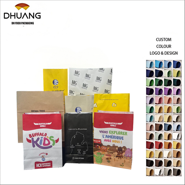 Wholesale Fat-proof sealed Popcorn Paper Bag Kraft Paper Food Hot Seal Candy Bag Snack Packaging Color Oil-proof Paper Bag