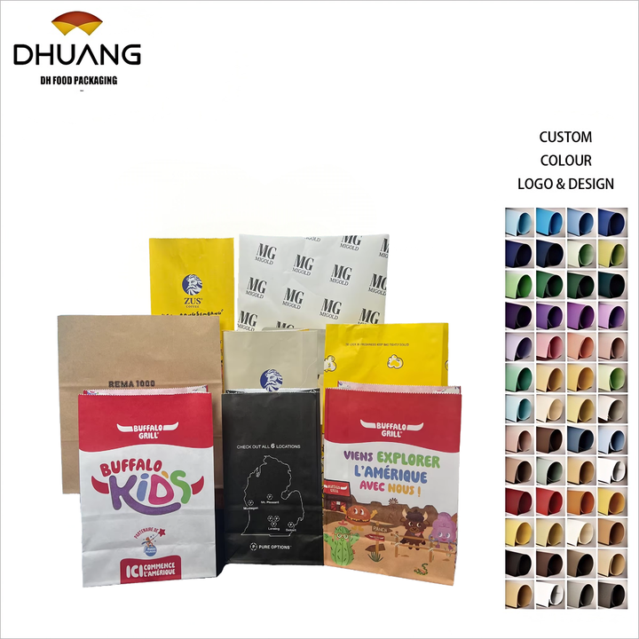 Wholesale Fat-proof sealed Popcorn Paper Bag Kraft Paper Food Hot Seal Candy Bag Snack Packaging Color Oil-proof Paper Bag