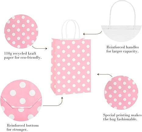Small Paper Gift Bag Recyclable Kraft Paper with Handles Shopping Party Custom Shopping Bag