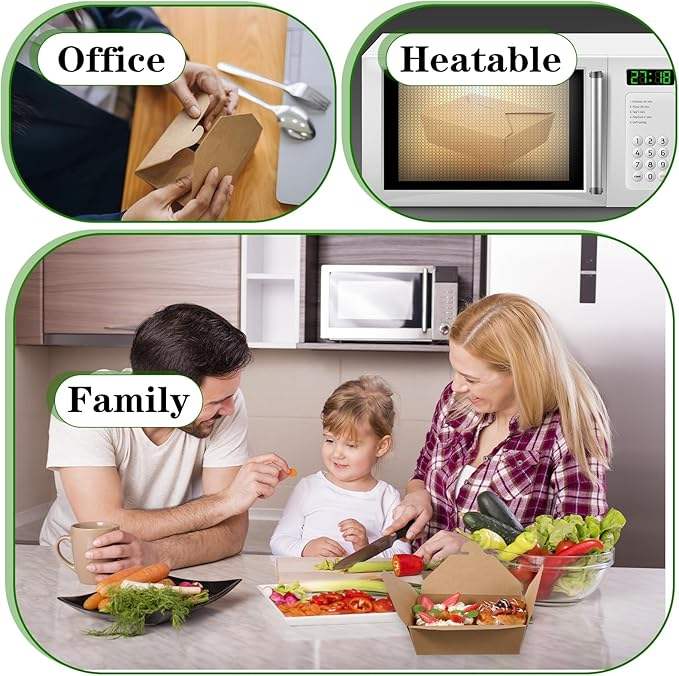 Disposable Leak-proof and Oil-proof Food Container Brown Paper Color Microwavable Suitable for Restaurants and Parties Food Box
