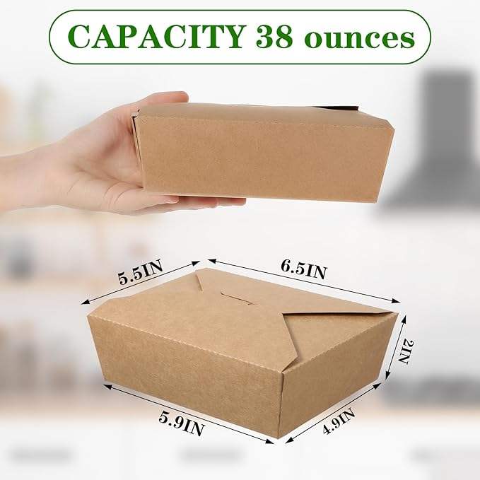 Disposable Leak-proof and Oil-proof Food Container Brown Paper Color Microwavable Suitable for Restaurants and Parties Food Box
