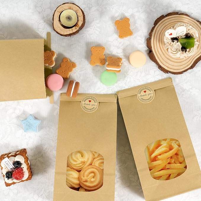 Windowed Baking Paper Bag Bread Bag with Iron Wire Snap Fastener Custom Bread Bags