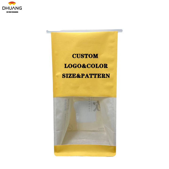 Brown Paper Bread Bag with Window Sealable Tin TAB Locking Baking Bag Coffee Bean Cookies CUSTOM Bread Bags