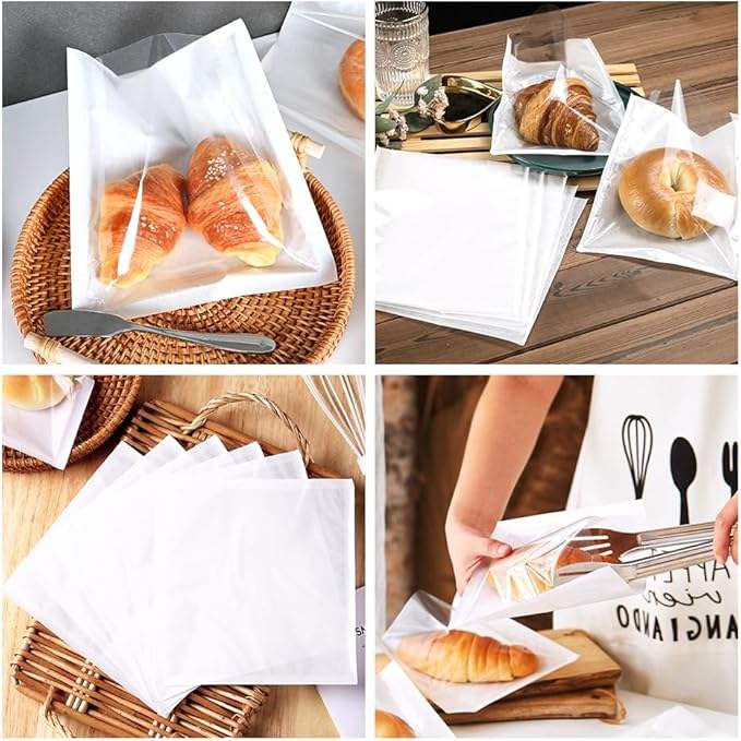 Windowed Food Paper Bag Homemade Bread Baking Bag for Cookies Snacks Custom Bread Bags
