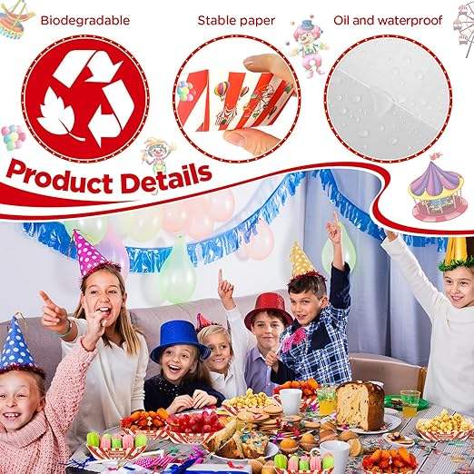2-pound Disposable Paper Food Trays Decorated for Mardi Gras Party Nachos Hot Dogs Mardi Gras Circus Themed Party Supplies