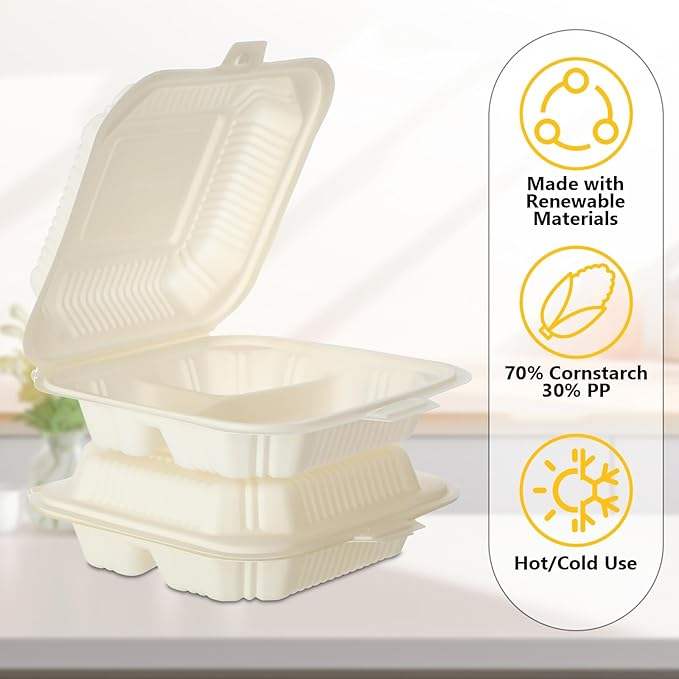 Food Container 8 X 8 Inch Disposable Fast Food Carton with Lid